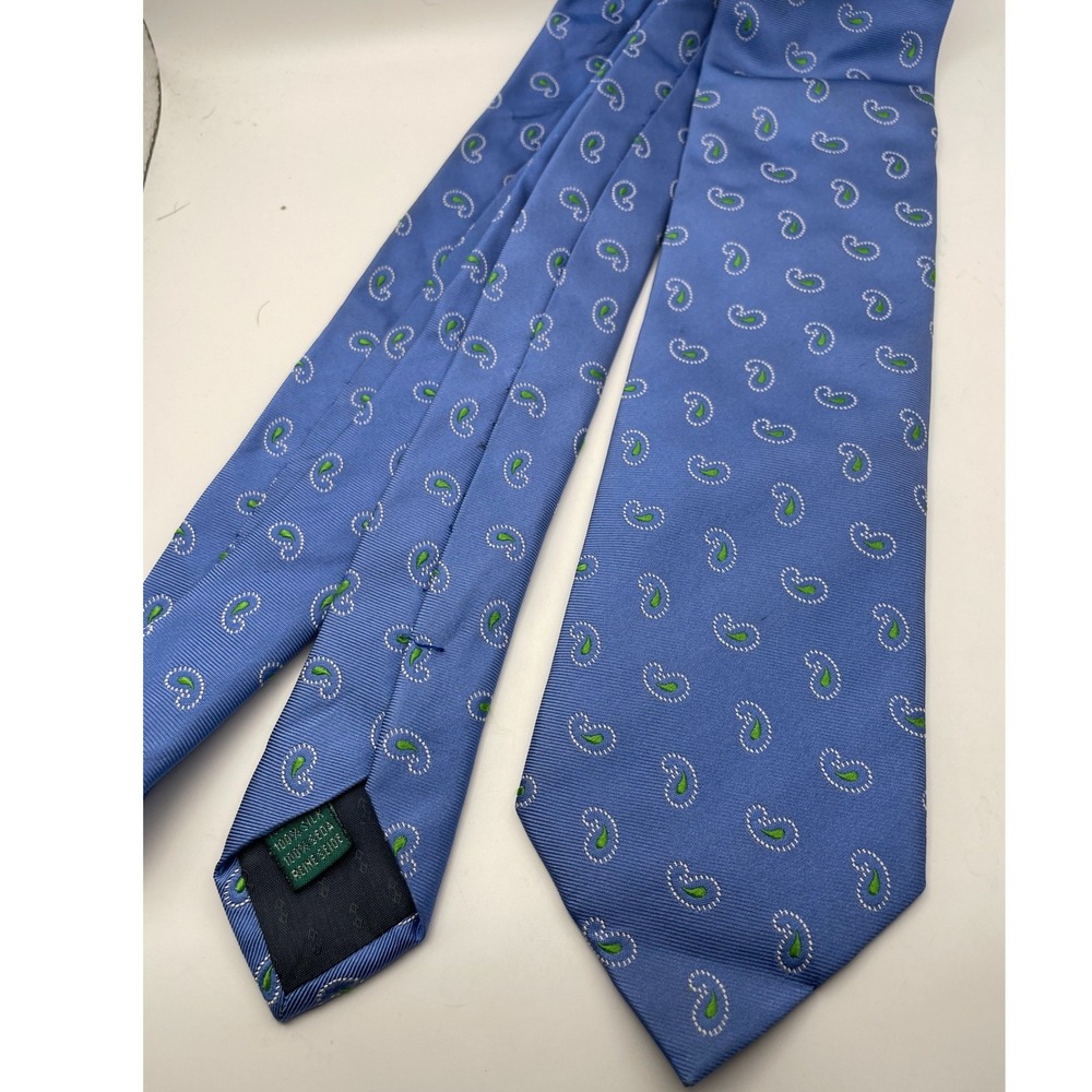 Andrew's Ties Milano Blue Green Paisley Silk Necktie Made in Italy